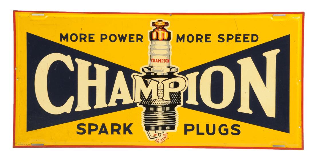 Champion Spark Plugs Embossed Metal Sign. (1 of 3)