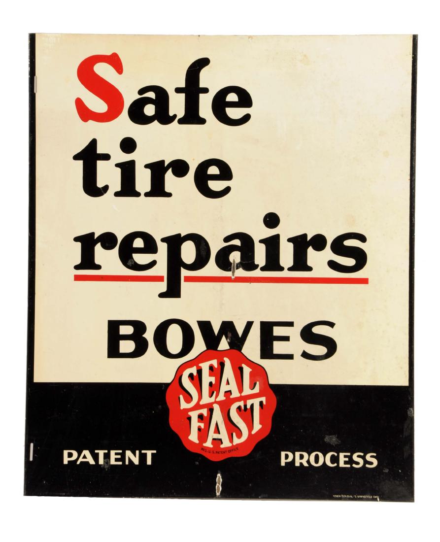 Bowes Seal Fast "Safe Tire Repairs" Metal Flange Sign. (1 of 4)