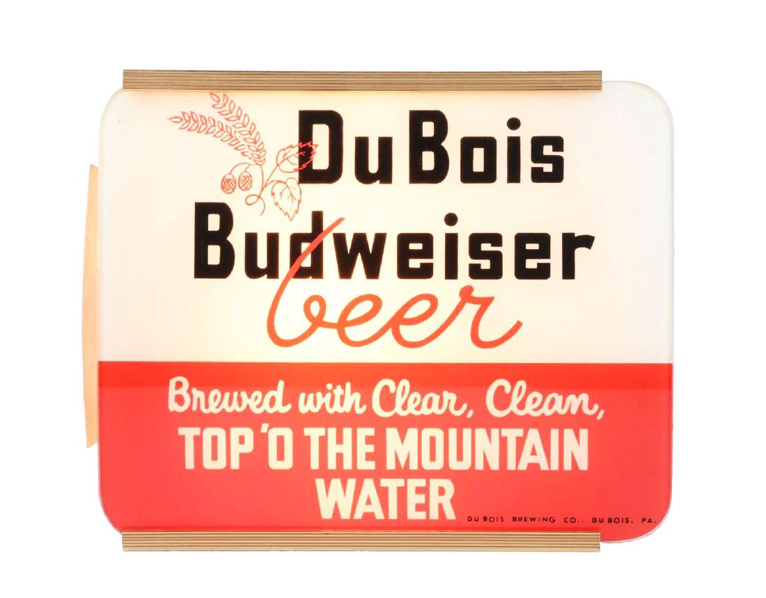DuBois Budweiser Beer Reverse Glass Light Up Sign. (1 of 3)