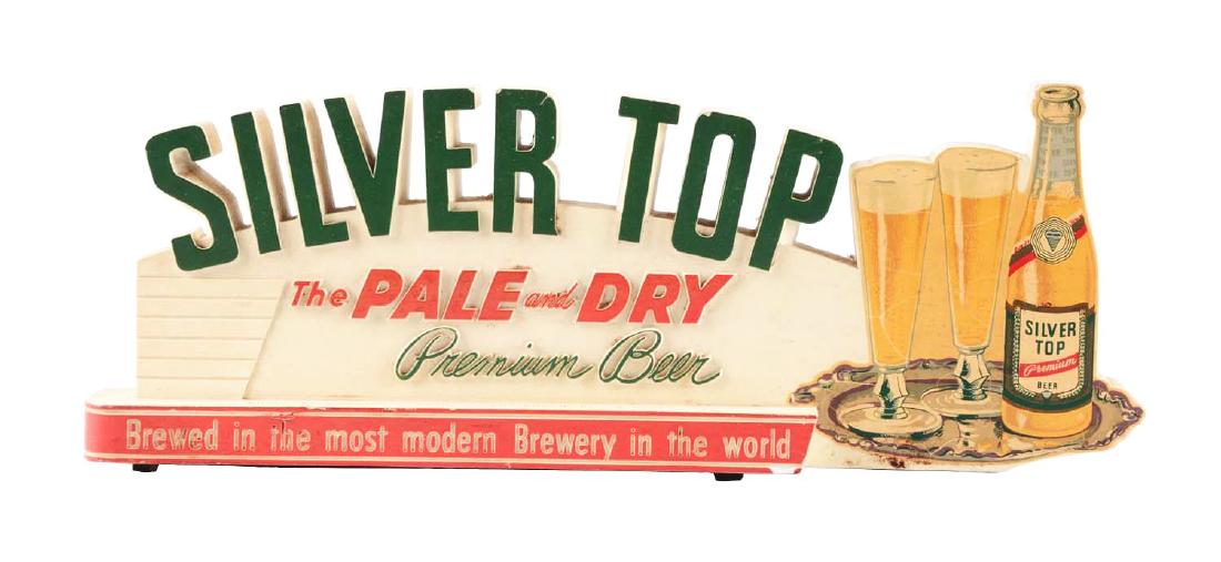 Silver Top Premium Beer Chalkware Bar Back Sign. (1 of 4)