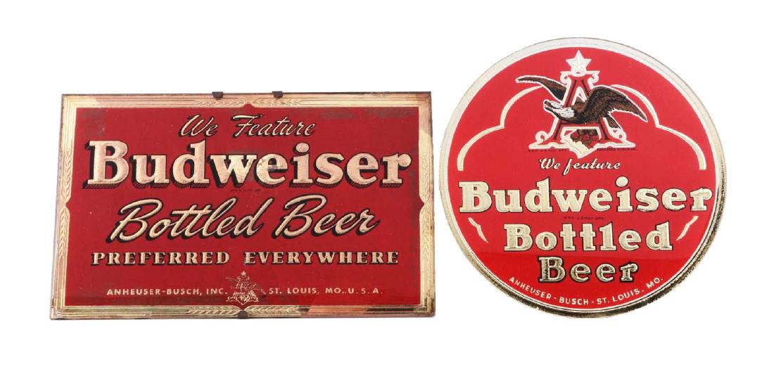 Lot of 2: Budweiser Beer Reverse on Glass Signs. (1 of 6)