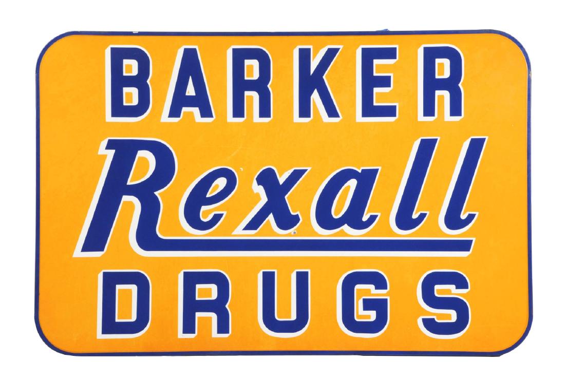 Barker Rexall Drugs Porcelain Sign with Small Tin Sign. (1 of 4)