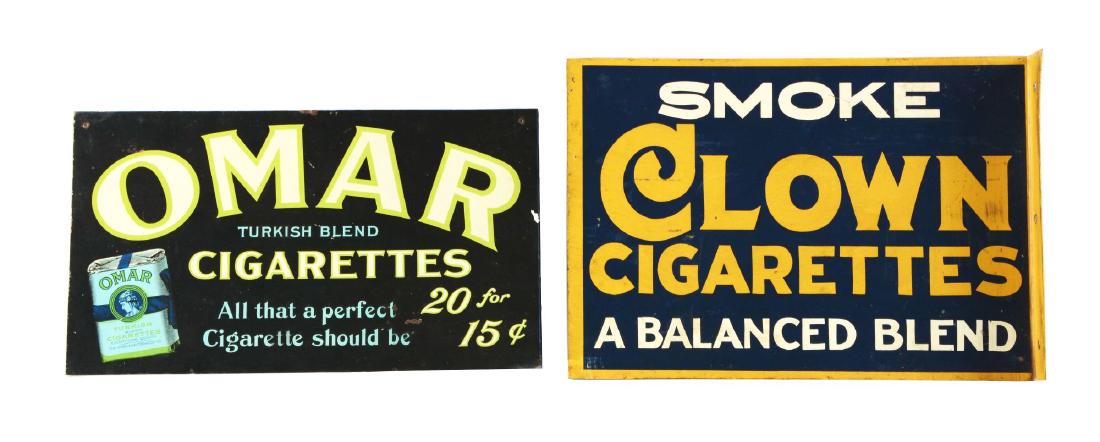 Lot Of 2: Omar & Clown Cigarettes Tin Signs. (1 of 7)