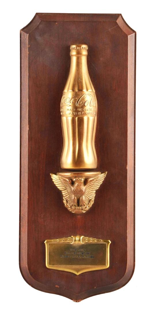 Coca-Cola Wooden & Bronze Bottle Plaque. (1 of 1)