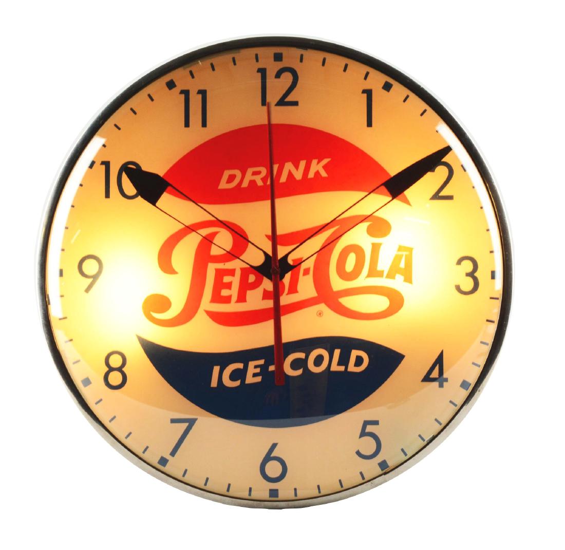 Pepsi Cola Lighted Pam Clock. (1 of 3)