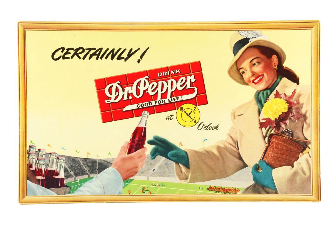 1940's Dr. Pepper Poster with Girl at Football Game. (1 of 8)