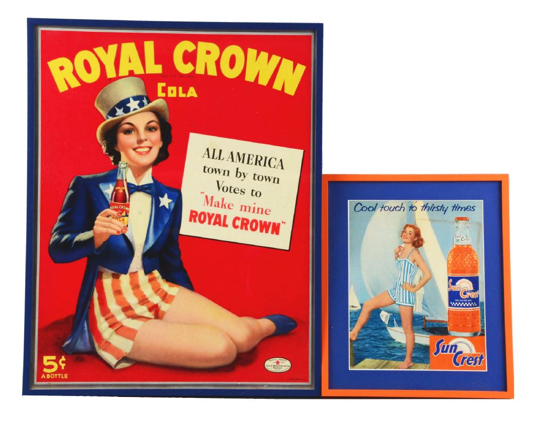 Lot of 2: Royal Crown Cola & Sun Crest Soda Signs. (1 of 6)