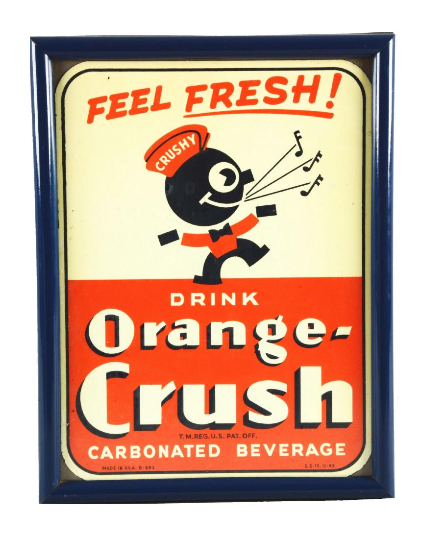 Framed 1943 Orange Crush Tin Sign. (1 of 7)