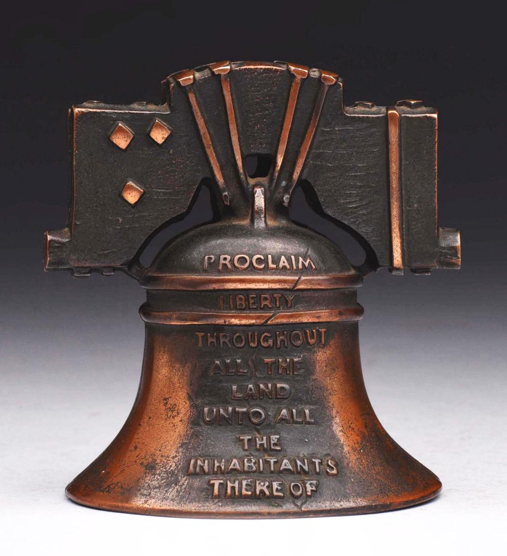 J.M. Harper Cast Iron Liberty Bell Still Bank. (1 of 2)