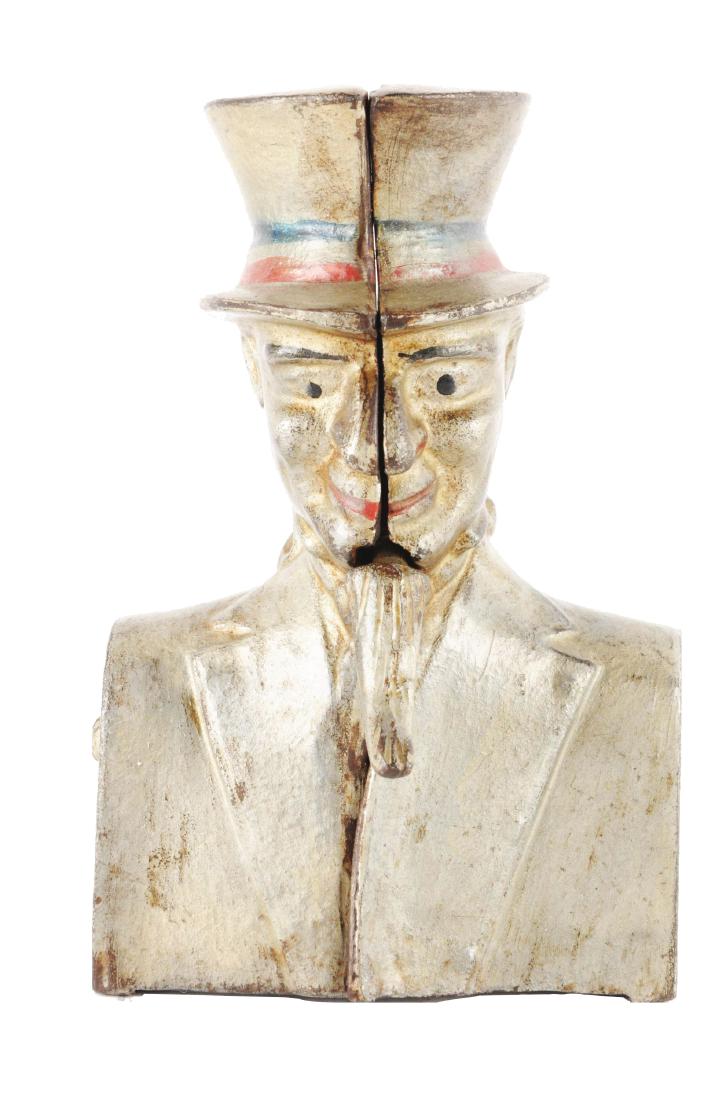 Ives Uncle Sam Bust Cast Iron Mechanical Bank. (1 of 3)