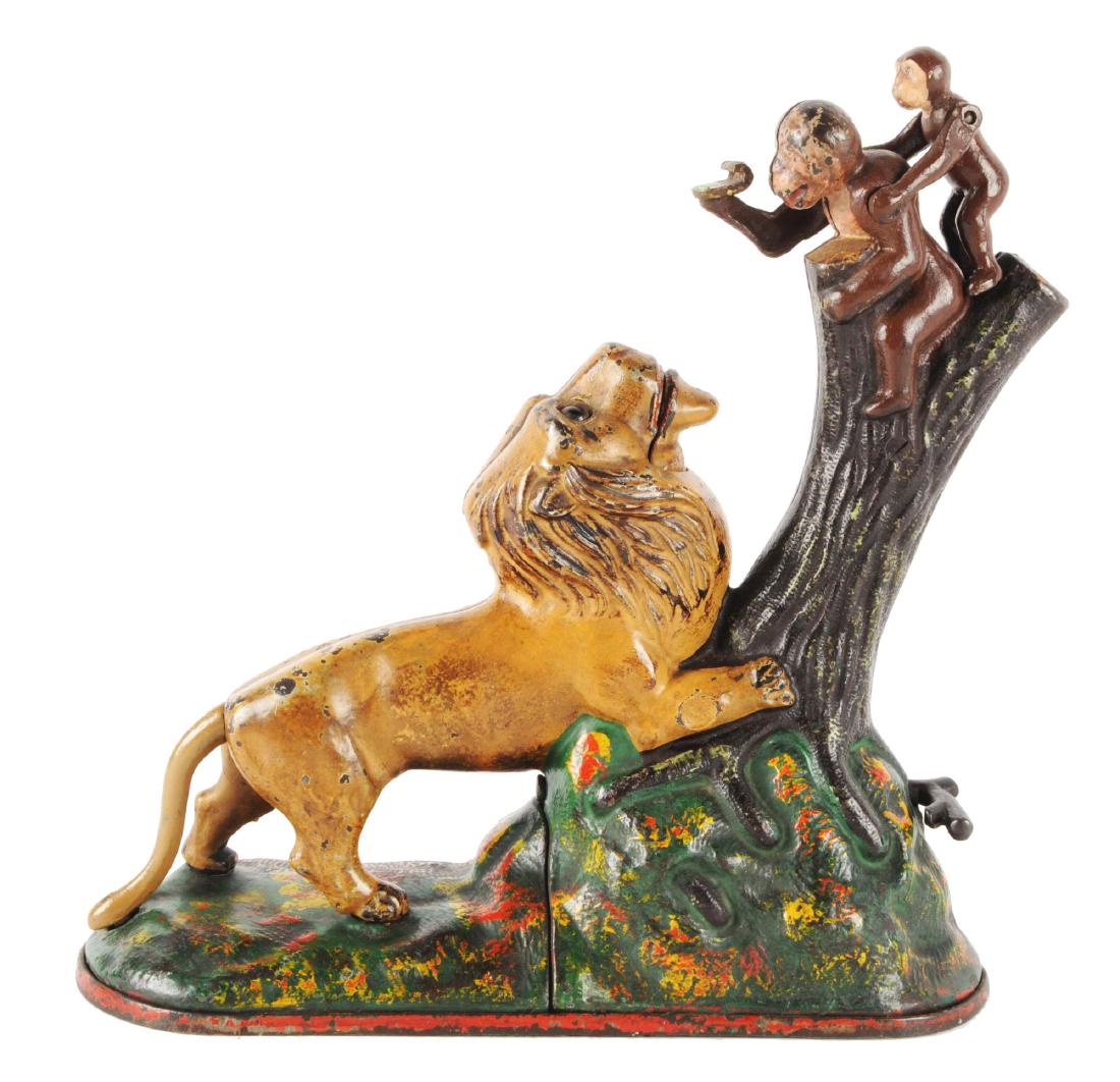 Kyser & Rex Lion & Monkeys Cast Iron Mechanical Bank. (1 of 4)