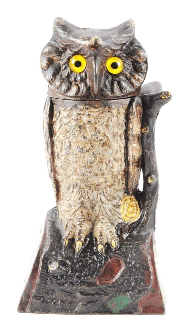 J. & E. Stevens Owl Turns Head Cast Iron Mechanical (1 of 3)