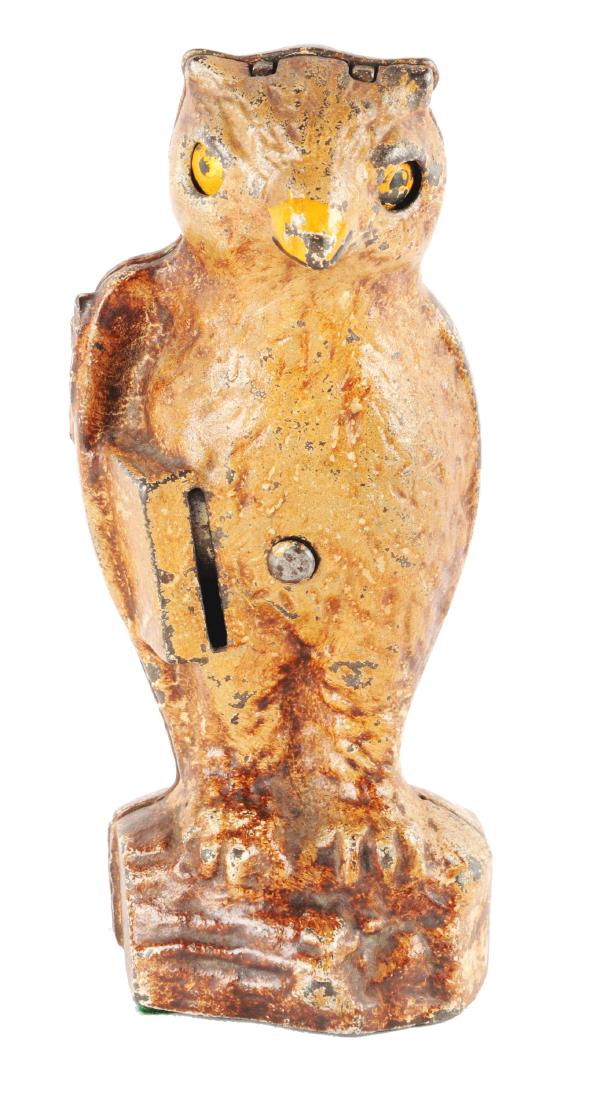 Kilgore Owl Slot in Book Cast Iron Mechanical Bank. (1 of 3)