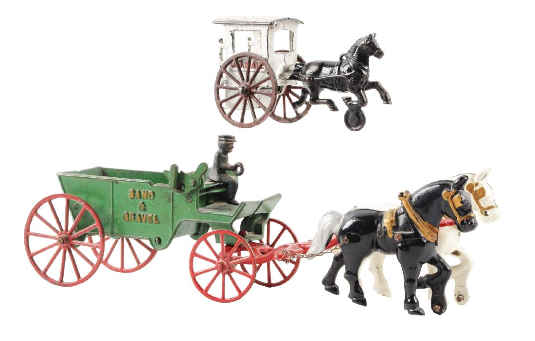 Lot of 2: Cast Iron Horse-Drawn Wagons. (1 of 5)