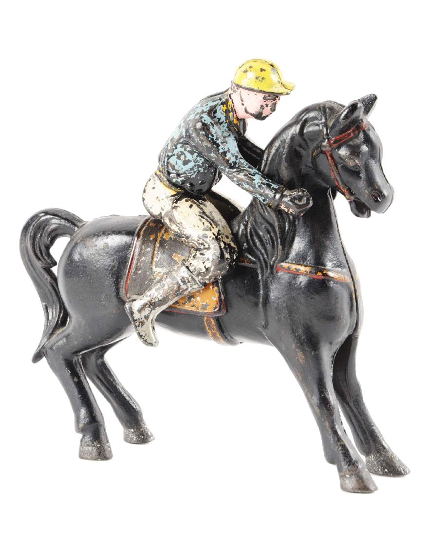 Large Cast Iron Horse & Jockey. (1 of 2)