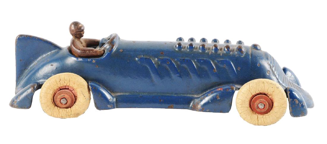 Champion Cast Iron Blue Race Car. (1 of 3)