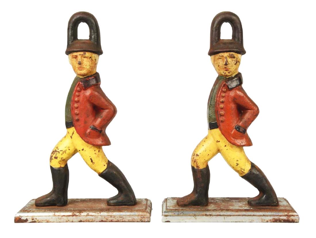 Lot of 2: Cast Iron Hessian Soldier Doorstops: Matching pair. Condition:(Very Good).Dimensions:Each: 12 - 1/2" T.