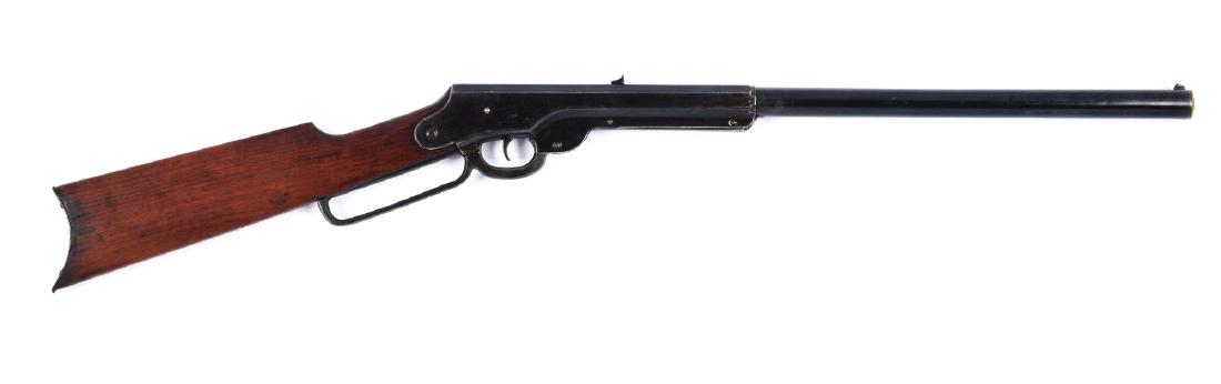 Daisy Bennett 1000 Shot Air Rifle: Barrel Length: 8-1/2. Mfg: 1903-09. BB/.175 cal. This gun normally comes with nickel finish but this one has been or was originally blued. 90% of blue remains. Stock has steel butttplate. Stock itself