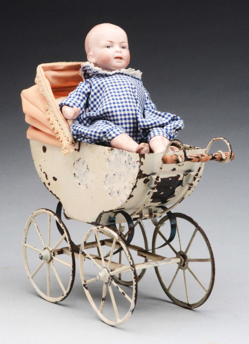 Tin Doll Coach with German Bisque Head Baby. (1 of 3)