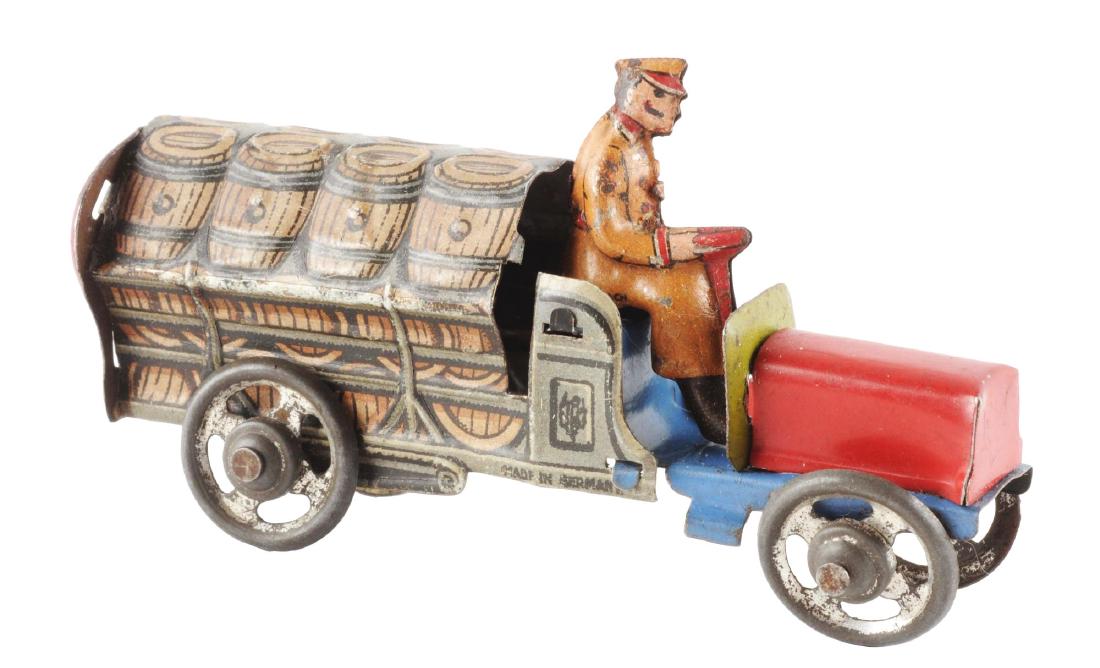German Distler Tin Litho Penny Toy Bear Barrel Truck. (1 of 2)