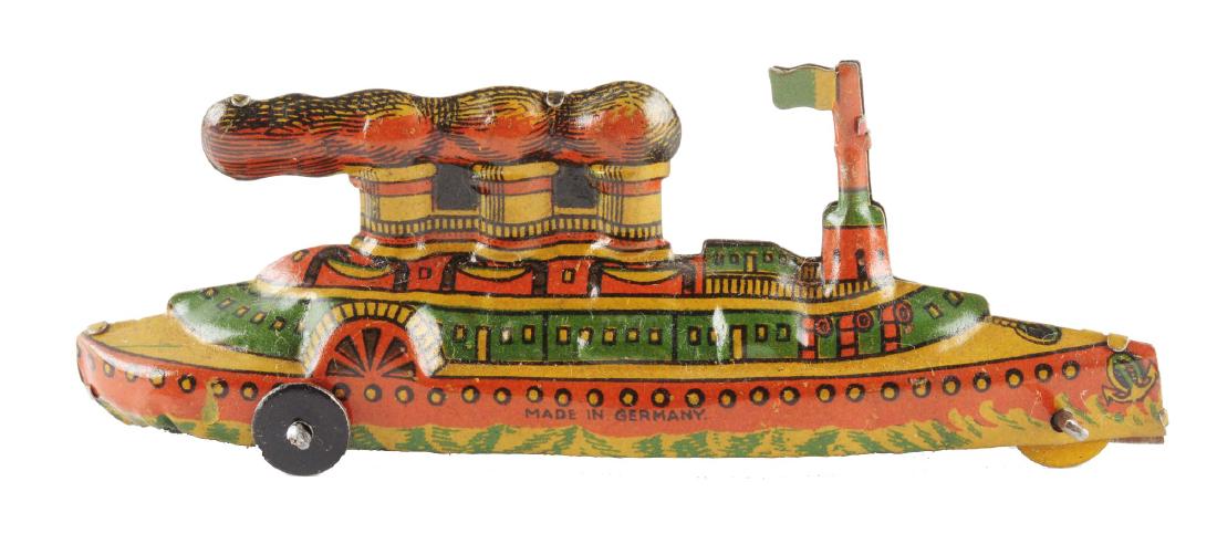 German Tin Litho Penny Toy Boat. (1 of 2)