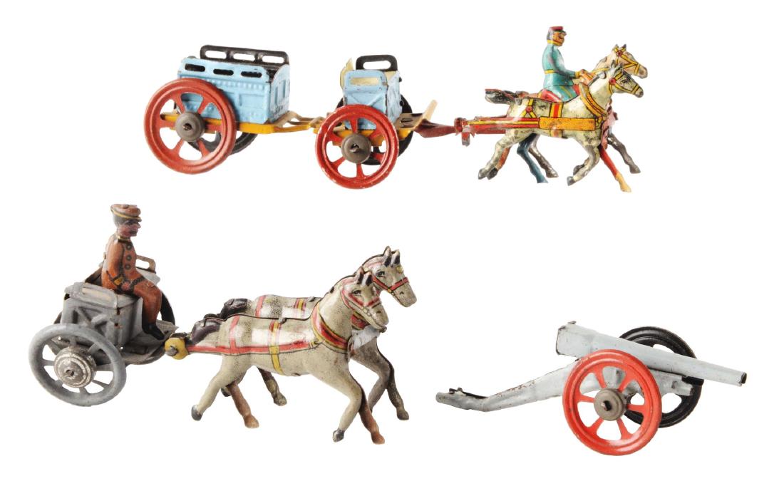 Lot of 2: German Tin Litho Horse Drawn Penny Toys. (1 of 2)