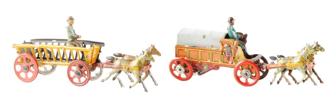 Lot of 2: German Tin Litho Horse-Drawn Penny Toys. (1 of 2)