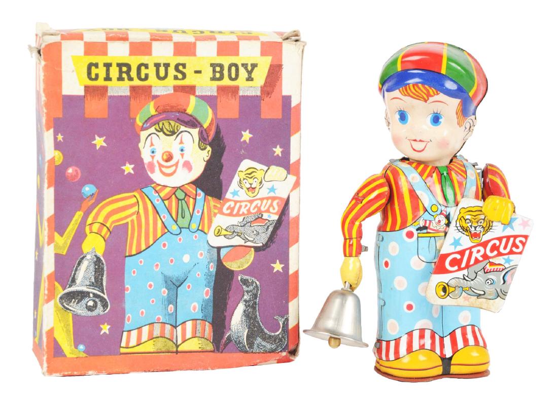 French Tin Litho Wind Up Circus Boy Toy. (1 of 2)