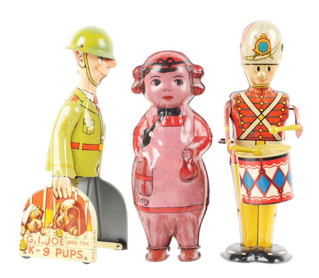 Lot of 3: American Made Tin Litho Wind-Up Toys. (1 of 2)