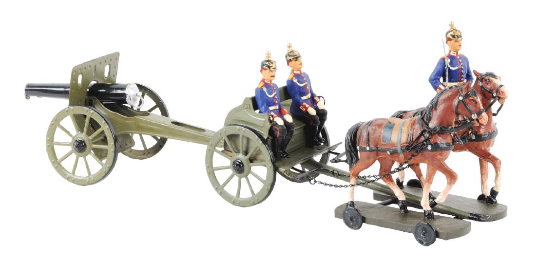 Horse-Drawn Composition, Wood & Metal Caisson Toy. (1 of 2)