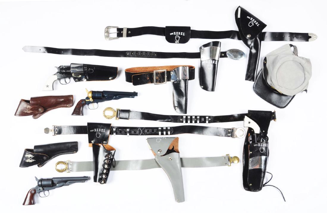 Lot of 9: Civil War Type Toy Guns & Holsters. (1 of 1)