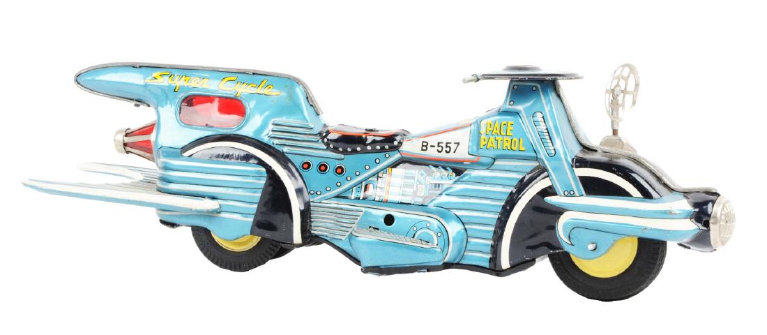 Japanese Tin Litho Friction Super Space Cycle. (1 of 2)