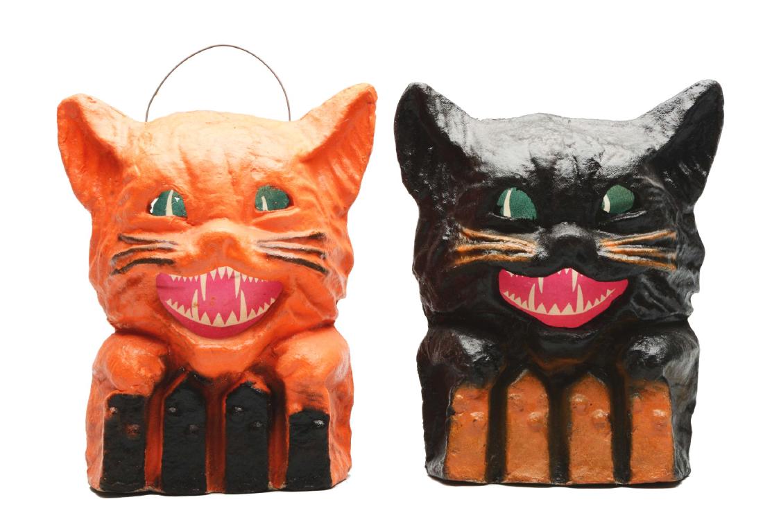 Lot Of 2: Vintage Halloween Pulp Cat On Fence Jols. (1 of 2)