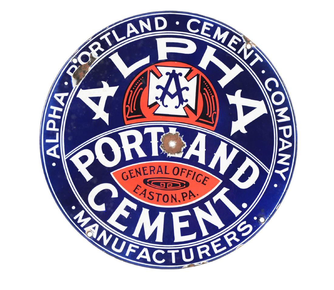 Alpha Portland Cement Porcelain Sign. (1 of 2)