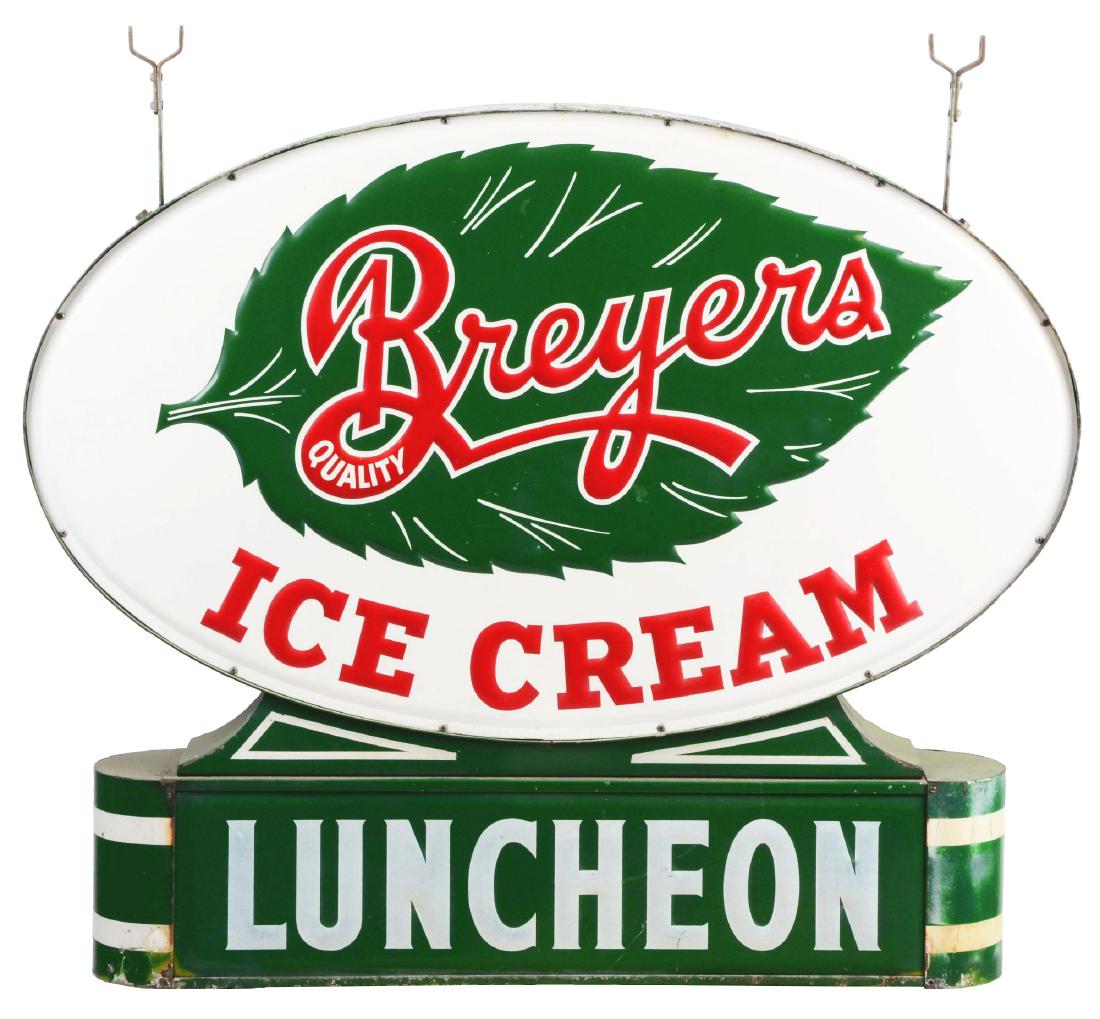 Breyers Ice Cream "Luncheon" Embossed Metal Sign. (1 of 3)