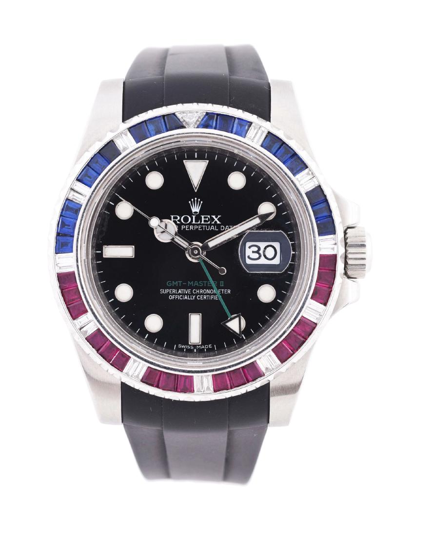 Rolex GMT Master II Aftermarket Red White Blue Diamond (1 of 3)