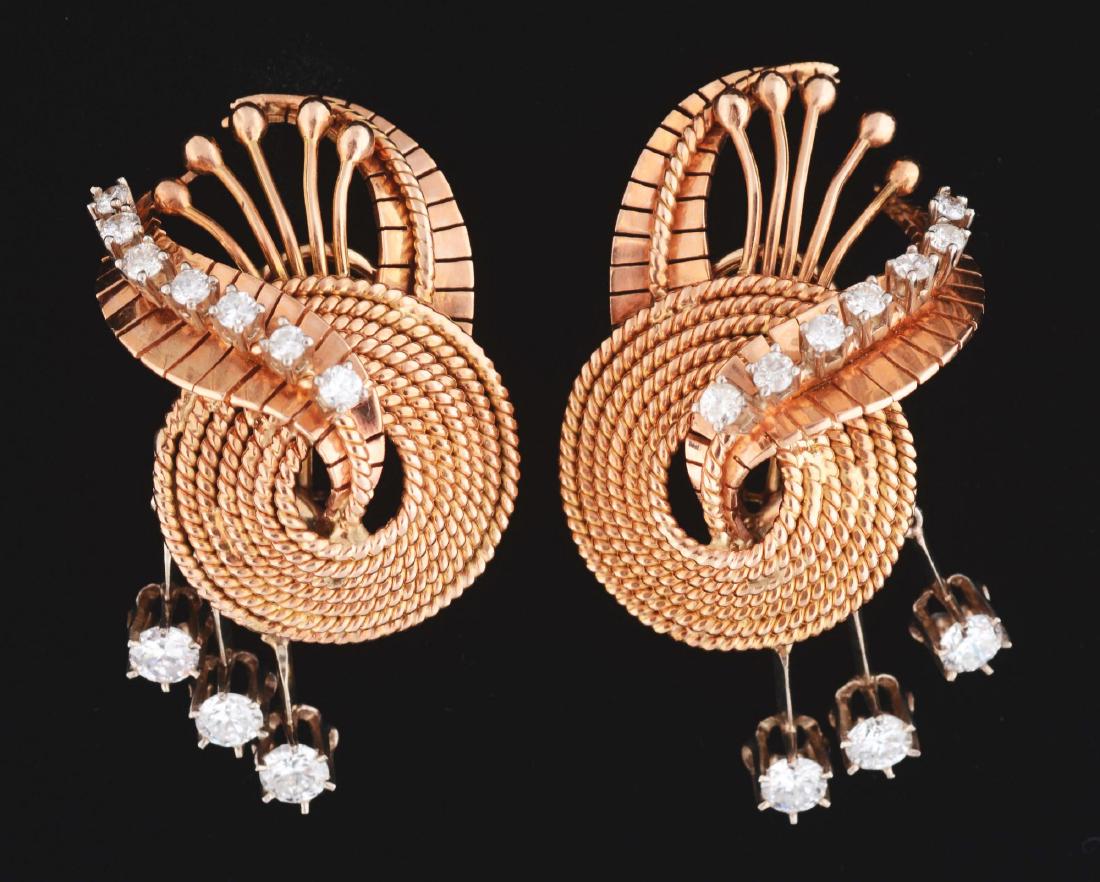 18K Yellow Gold & Diamond Versatile Clip Back Earrings. (1 of 2)