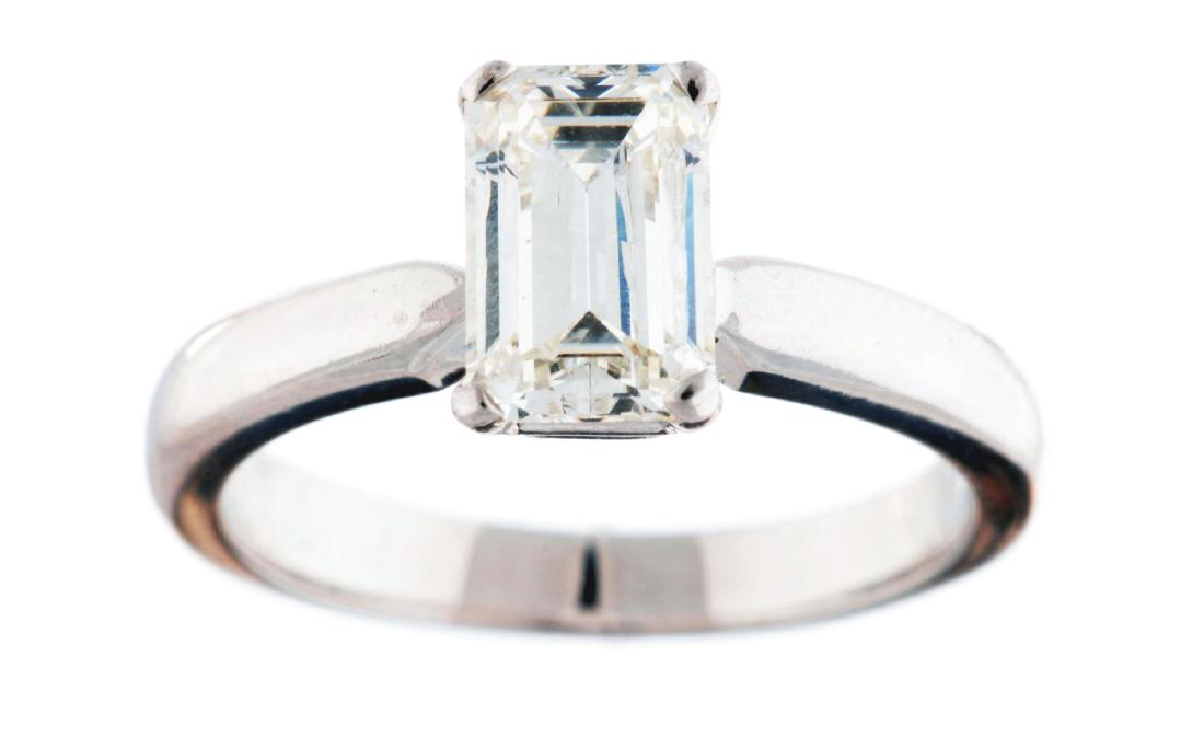 14K White Gold & Emerald Cut Diamond Engagement Ring. (1 of 3)