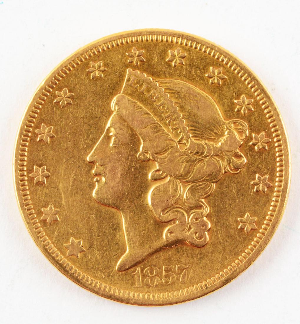 1857 $20 Gold Liberty Double Eagle. (1 of 3)
