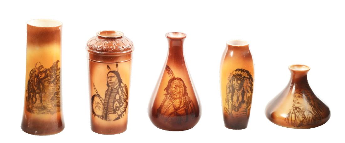 Lot Of 5: Milk Glass Indian Vases. (1 of 8)