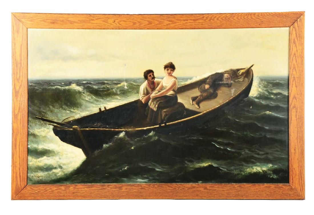 Astley D.M. Cooper Painting "Figures In A Storm". (1 of 2)