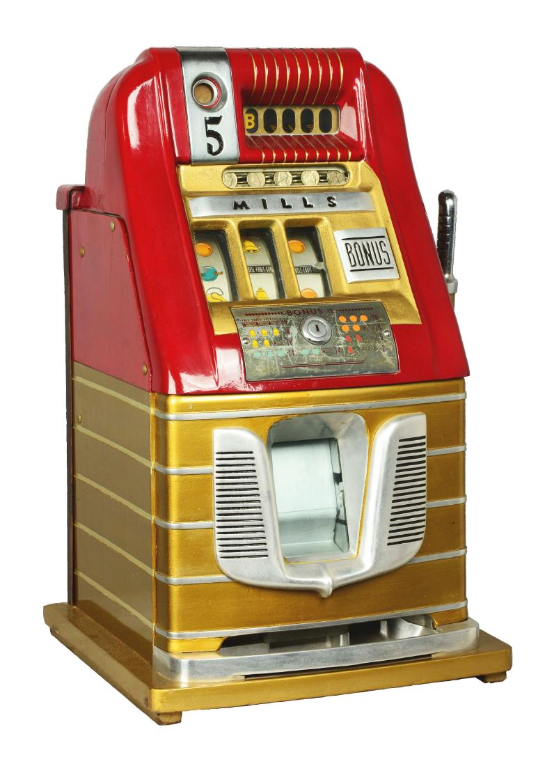 **5¢ Mills Bonus Bell Hi-Top Slot Machine. (1 of 5)