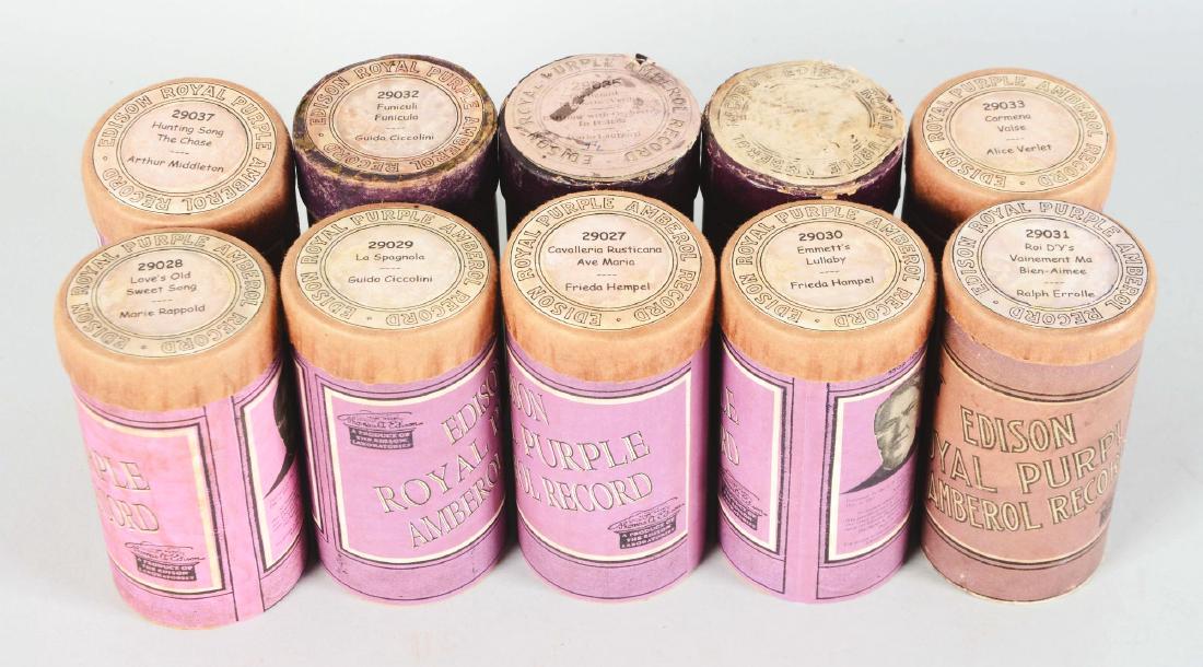 Lot Of 10: Edison Royal Purple Amberol Cylinder Record. (1 of 2)