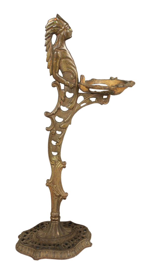 Figural Cast Iron Indian Smoking Stand. (1 of 7)