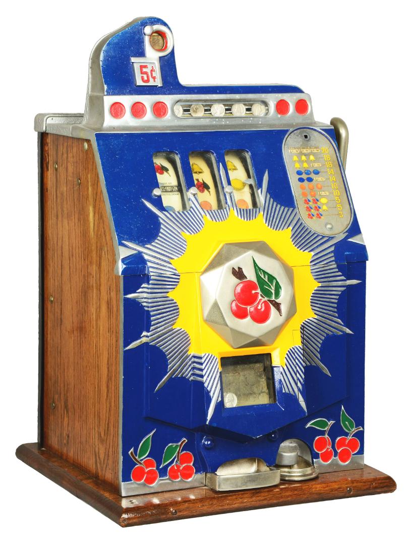 **5¢ Mills Bursting Cherry Slot Machine. (1 of 5)