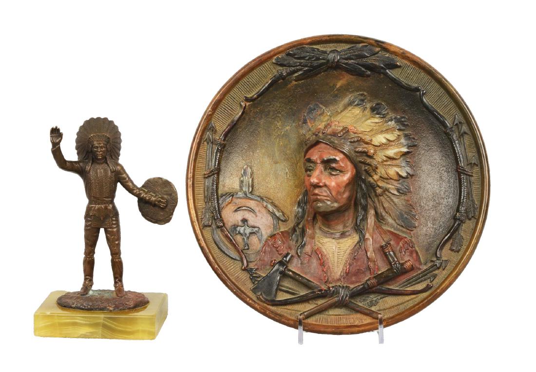 Lot Of 2: Native American Sculpture And Wall Charger. (1 of 9)
