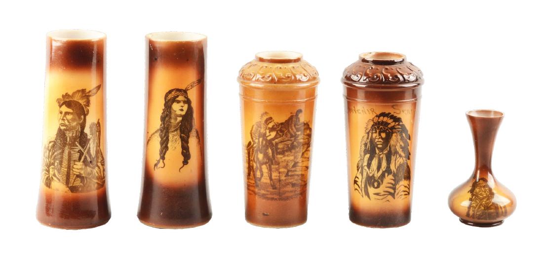 Lot Of 5: Milk Glass Indian Vases. (1 of 9)