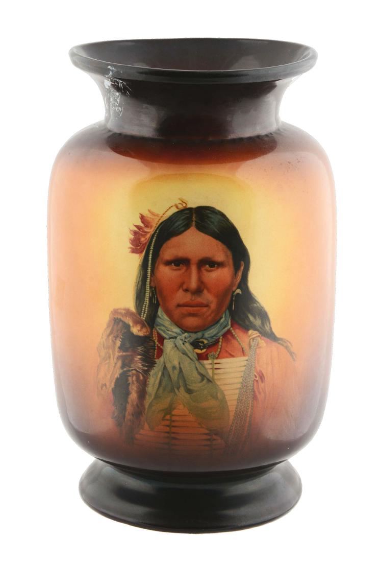 Native American Chief Warwick China Vase. (1 of 4)