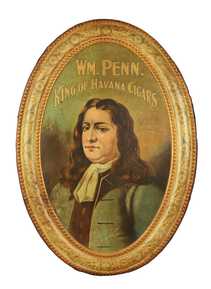 WM. Penn King Of Havana Cigars Tin Advertisement. (1 of 3)