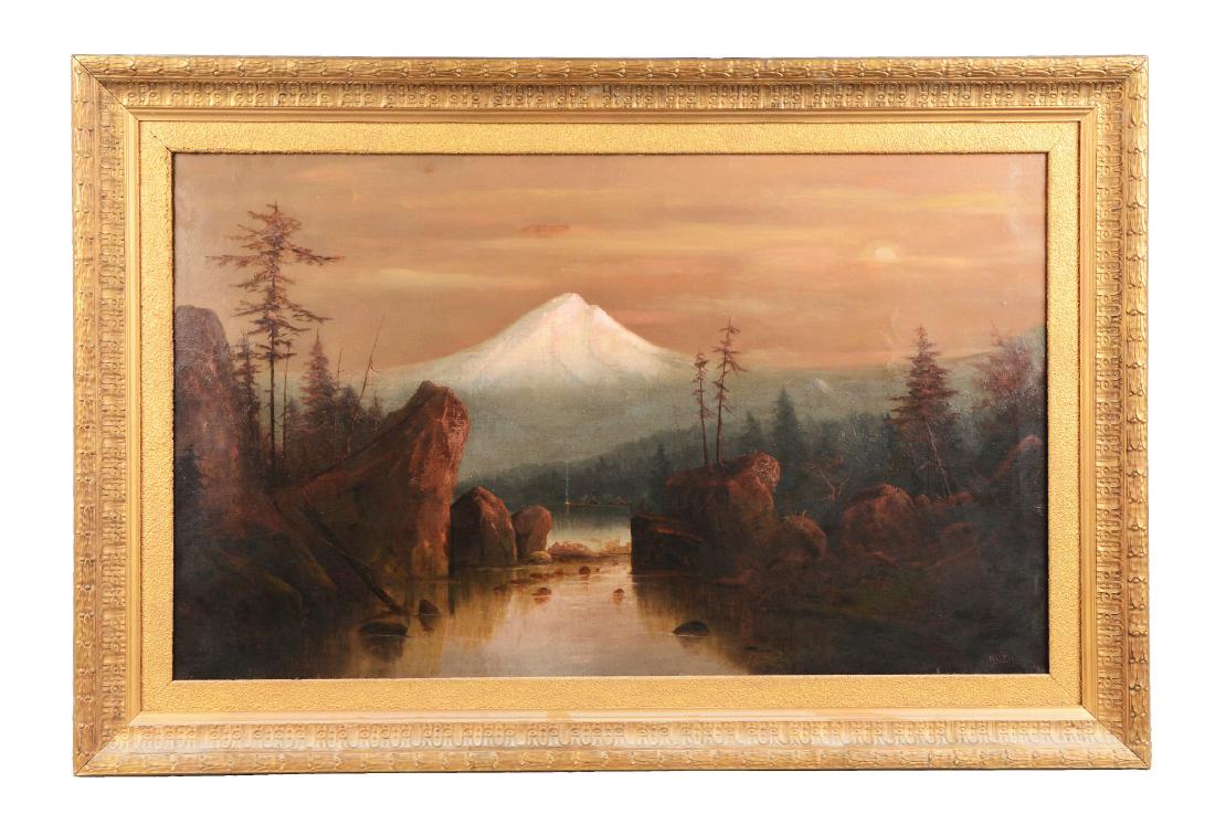 Large Oil On Canvas Painting Of Mt. Hood By H.C. Best. (1 of 11)